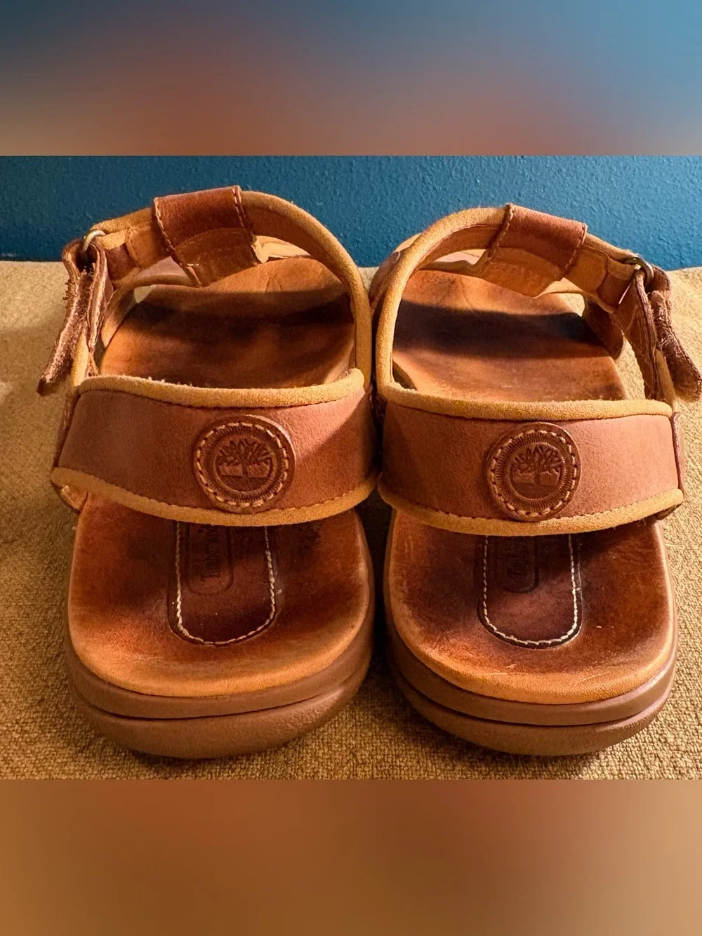 Timberland Cognac Smart Comfort Slingback Leather Sandal w Loop/Velcro Closure 9